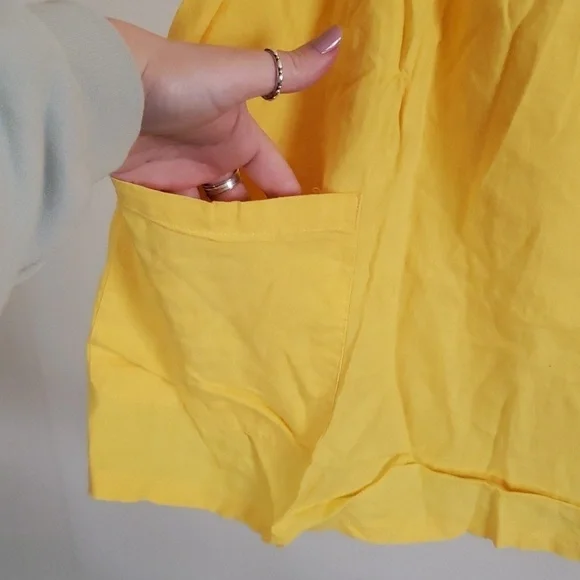 Sandro yellow linen rayon summer collared tank button front airy blouse women L - Picture 6 of 7